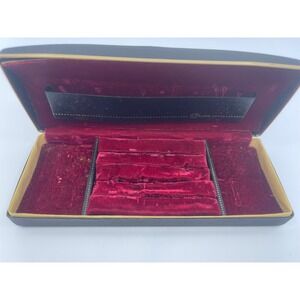 Vintage Shields Jewelry Box Case Black Velvet Lined Presentation Storage 1.5x10"